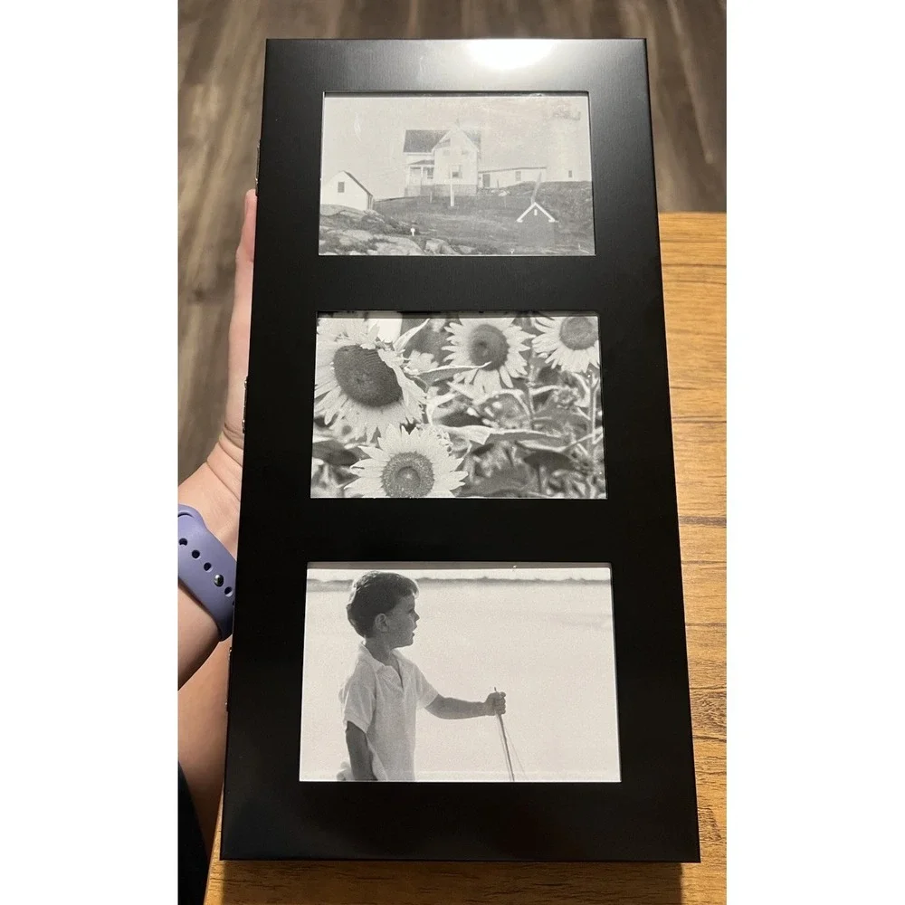 Vintage Carr Black Metal Photo Collage Tri Fold Picture Frame - Up To 9 4x6 NWB